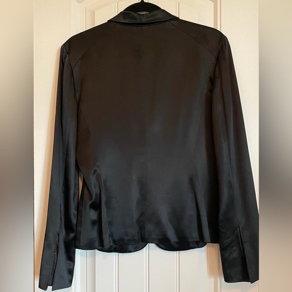ECI Black Blazer Jacket 100% Silk with Notched Lapel Size 4 - Picture 6 of 16